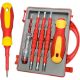 Yichuhaoxi Insulated Screwdriver Set 7.28 in. Shank 6 Bit Red Insulated Electrician Tool Kit Non-Slip Handle 5-Piece