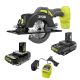 RYOBI ONE+ 18V Cordless 4-1/2 in. Circular Saw Kit with 2 Ah Battery, Charger, and Extra 2.0 Ah Battery