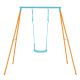Gymax Toddler Swing Heavy Duty Metal Swing Set w/ A Frame Adjustable Ropes Blue and Orange