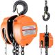 SKYSHALO Hand Chain Hoist, 1 Ton 2200 lbs. Capacity, Manual Chain Block with G80 Chain, 20 ft. Lifting Height, Heavy Duty, Orange