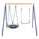 Unbranded Steel Frame Outdoor Swing Set with Heavy-Duty A-Frame Stand, Includes 1-Saucer Swing Seat and 1-Belt Swing Seat