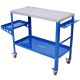 Damodpoy 36 in. L x 18 in. W Blue Steel Mobile Workbench Cabinet with Braking Lockable Caster, Tool Slots Tool Tray and Steel Top