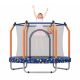Noble House Kelmor 55 in. Outdoor Recreational Trampoline for Kids with Enclosure Net and Basketball Hoop, Blue Cartoon Pattern