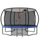 Noble House Jovaro 12 ft. Outdoor Recreational Trampoline for Kids with Enclosure Net, Ladder and Basketball Hoop, Blue