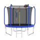 Noble House Isvalen 8 ft. Outdoor Recreational Trampoline for Kids with Safety Enclosure Net, Ladder and Basketball Hoop, Blue