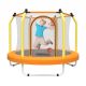 Noble House Kelmor 55 in. Indoor & Outdoor Recreational Trampoline for Kids with Safety Enclosure Net and Basketball Hoop, Yellow