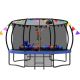 Noble House Lorien 12 ft. Outdoor Recreational Pumpkin Trampoline for Kids with Safety Enclosure Net, Ladder and flag parts, Blue