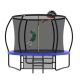 Noble House Jovaro 10 ft. Outdoor Recreational Pumpkin Trampoline with Safety Enclosure Net, Ladder and Basketball Hoop, Blue