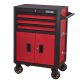 Busdays 28 in. 3-Drawer Rolling Tool Chest with Wheels Steel Tool Cabinets with Drawers, Liners and Locking System Black and Red