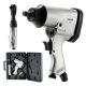 VEVOR 1/2 in. Air Impact Wrench and 3/8 in. Ratchet Wrench Combo, 19-Piece Pro Air Tool Kit w/ 10-Pieces CR-V Sockets and Case
