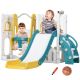 Bon Furni 6 in 1 White Slide and Swing Playset with Basketball Hoop and Telescope