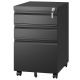Damodpoy 17.32 in. W 3 Drawer Metal Mobile File Tool Cabinet with Lock, Black Filing Cabinets, Fully Assembled Tool Carts