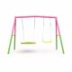 Bon Furni Pink Metal Swing Set with Heavy-Duty A-Frame
