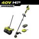 RYOBI 40V HP Brushless 17 in. Cordless Attachment Capable String Trimmer & Rubber Sweeper w/ 4.0 Ah Battery & Charger
