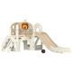 GOGEXX 7-in-1 Indoor Toddler Slide Playset for Ages 1-6, Climber with Basketball Hoop, Ring Toss, Tunnel, Storage, White HDPE