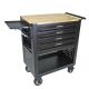 Damodpoy 17.9 in. W 4 Drawer Black Rolling Tool Cabinet with Lock, 4 Wheels Tool Carts with Workbench, Push Rod, Tray and Shelf