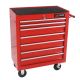 Damodpoy 12.9 in. W 7 Drawer Rolling Metal Red Tool Cabinet with Lock, 4 Wheels Tool Carts with Workbench and Push Rod