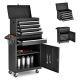 Damodpoy 11 in. W 5-Drawer Black Rolling Storage Tool Carts with Detachable Top Tool Box, Liner, Wheels, Adjustable Shelf, Lock