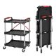 Damodpoy 15 in. W 3-Shelf Black Foldable Utility Rolling Tool Carts with Swivel Wheels, Ergonomic Handle for Garage, Office