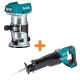 Makita 18V LXT Brushless Variable Speed Compact Router with Built-In LED Light with 18V LXT Brushless Reciprocating Saw