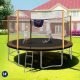 ToolCat 14 ft. Trampoline with Basketball Hoop, Inflator, Ladder-Upgrade with Outer Safety Enclosure, UV-Resistant Frame, Orange