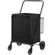 Damodpoy 23.52 in. W Folding Shopping Cart, Extra Large Shopping Tool Cart with Double Baskets, Liner and Rolling Swivel Wheels