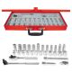 URREA 3/8 in. Drive 6-Point Metric Standard & Deep Hand Socket & Accessories Set (29-Piece)