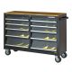 Husky 52.25 in. 10-Drawer Clear View Mobile Workbench with LED Lighting and Solid Wood Top, Black