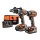 RIDGID 18-Volt Lithium-Ion Cordless Brushless Hammer Drill and Impact Driver 2-Tool Combo Kit with (2) 4.0Ah Batteries, Charger