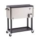 TRINITY 80 Qt./20 Gal. Stainless Steel Standing Wheeled Cooler with Shelf