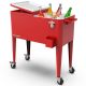 PERMASTEEL 80 qt. Red Classic Outdoor Rolling Patio Cooler with Wheels and Handles