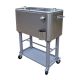 Unbranded Stainless Steel 15 Gal. Party Cooler Cart with Drain System Bottle Opener Caps Holder and Lock Wheels