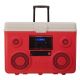 TUNES2GO KoolMax 40 Qt. Red Wheeled Cooler, Bluetooth PA System and Power Station