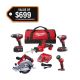 Milwaukee M18 18V Lithium-Ion Cordless Combo Kit (5-Tool) with (1) 3.0Ah and (1) 1.5Ah Battery, (1) Charger, (1) Tool Bag