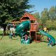 Swing-N-Slide Playsets DIY Grandview Twist Deluxe Wood Outdoor Playground Set with Slides, Rock Wall, Swing Set, and Playground Equipment