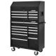 Husky 41 in. W x 18 in. D Standard Duty 16-Drawer Combination Rolling Tool Chest and Top Tool Cabinet Set in Gloss Black