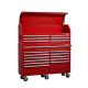 Husky 61 in. W x 18 in. D Standard Duty 18-Drawer Combination Rolling Tool Chest and Top Tool Cabinet Set in Gloss Red