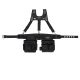 Husky 2-Bag 14-Pocket Electrician's Work Tool Belt Tool Storage Suspension Rig with Suspenders in Black