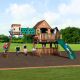 Backyard Discovery Woodridge Elite All Cedar Swing Set Playset with Elevated Tunnel, Crow's Nest, Rockwall, Wave Slide and Covered Porch