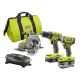 RYOBI 18-Volt ONE+ Li-Ion Cordless Brushless 3-Tool Combo Kit with Drill/Driver, Impact Driver, Circ Saw, Batteries, Charger
