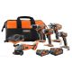RIDGID 18-Volt Lithium-Ion Cordless Brushless 5-Tool Combo Kit with (1) 4 Ah and (1) 2 Ah Batteries, Charger, and Bag