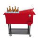 Karl home Red 80 Qt. Iron Beverage Wheeled Cooler with Shelf