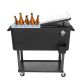 Karl home Black 80 Qt. Iron Beverage Wheeled Cooler with Shelf