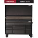 Husky 61 in. W x 23 in. D Heavy-Duty 17-Drawer Mobile Workbench Cabinet with Riser and Hutch in Matte Black
