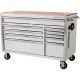 Husky 52 in. W x 24.5 in. D Standard Duty 10-Drawer Mobile Workbench Tool Chest with Solid Wood Top in Gloss White