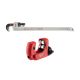 Milwaukee 10 in. Aluminum Pipe Wrench with POWERLENGTH Handle with 1 in. Mini Copper Tubing Cutter (2-PC)