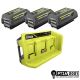 RYOBI 40V Lithium-Ion 3-Port Charger with (3) 4.0 Ah Batteries