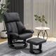 HOMCOM Black Massage Recliner Chair with Cushioned Ottoman Footrest PU Leather Reclining Swivel Chair