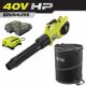 RYOBI 40V HP Brushless Whisper Series 730 CFM Cordless Leaf Blower and Lawn and Leaf Bag with (2) 4.0 Ah Batteries and Charger