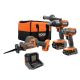 RIDGID 18V Brushless Cordless 2-Tool Combo Kit w/ Hammer Drill, Impact Driver, Recip Saw, Batteries, Charger, & Bag